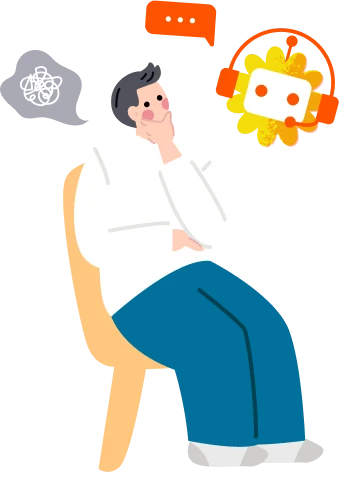 イラスト AIと話す男性