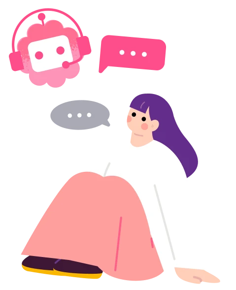 イラスト AIと話す女性